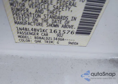 2019 Nissan Altima 2.5 S z USA, uszkodzony, nr VIN 1N4BL4BV1KC161576